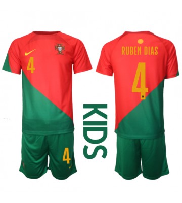 Portugal Ruben Dias #4 Replica Home Stadium Kit for Kids World Cup 2022 Short Sleeve (+ pants)